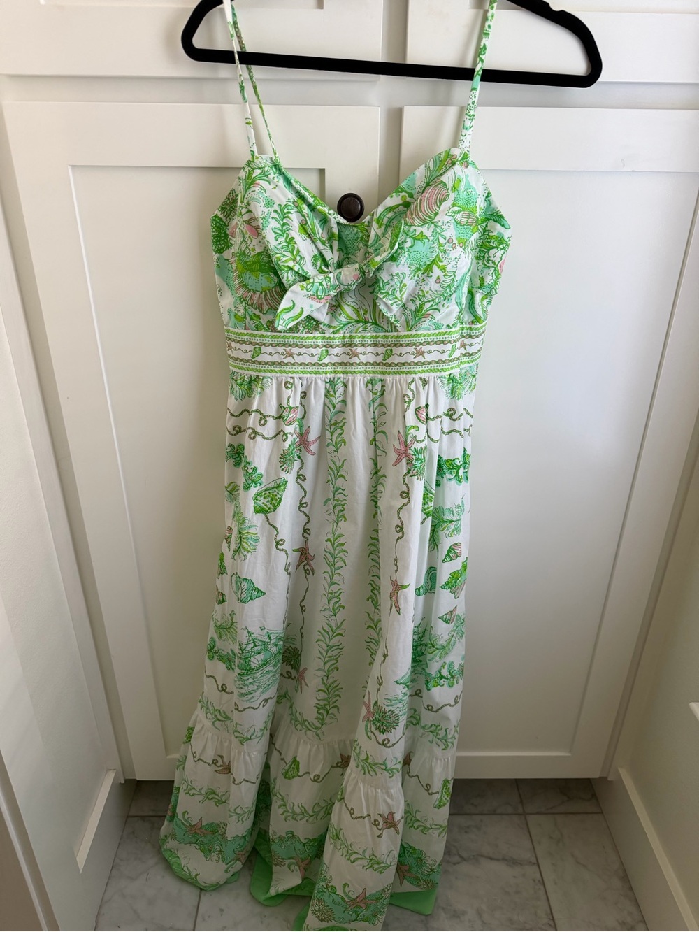 Lilly Pulitzer Green Printed Spaghetti-Strap Maxi Dress